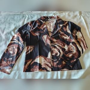 Chico's Black/Brown Silk Jacket Sz 1!